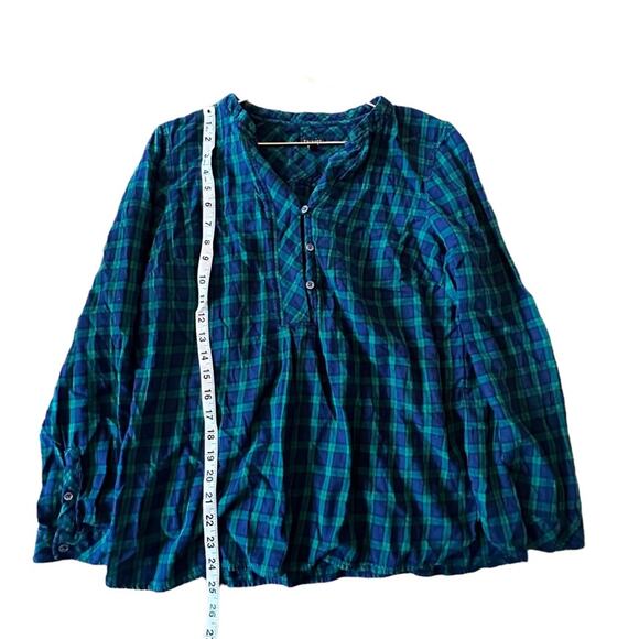 TALBOTS Plaid Checkered Long Sleeve Blouse Top Size large petite - Picture 4 of 9